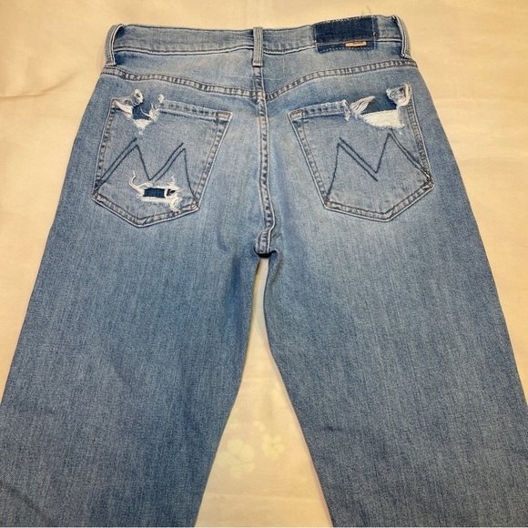 MOTHER- High Waisted Hiker Hover Jeans Light Wash Slay It With Flowers Size 26 - Picture 7 of 10